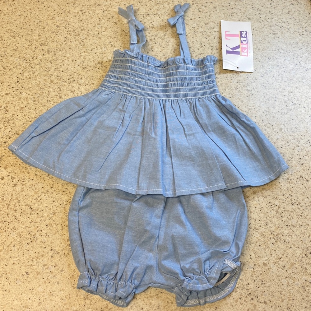 KT kids, NWT, 2 piece set, baby girl, sundress, 3/6 months, blue